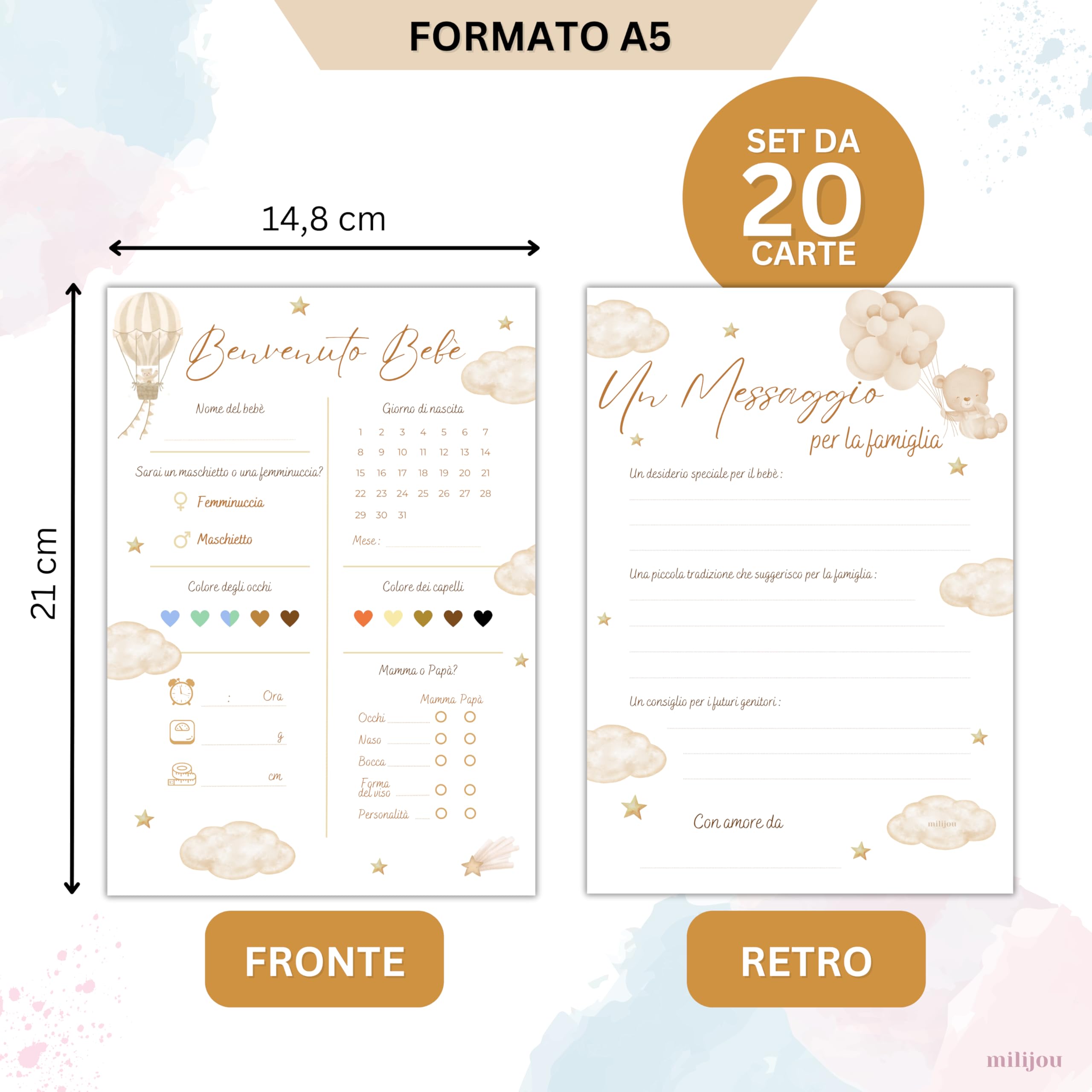 Carte Di Previsione Per Baby Shower, 20 Pezzi Con Motivi Floreali Per Giochi Di Festa E Consigli Ai Genitori