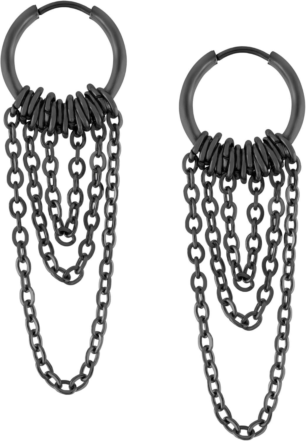 Sacina Goth Chain Hoop Earrings, Gothic Emo Punk Grunge Y2k Aesthetic Earrings, Goth Jewelry, Christmas Jewelry Gift for Women