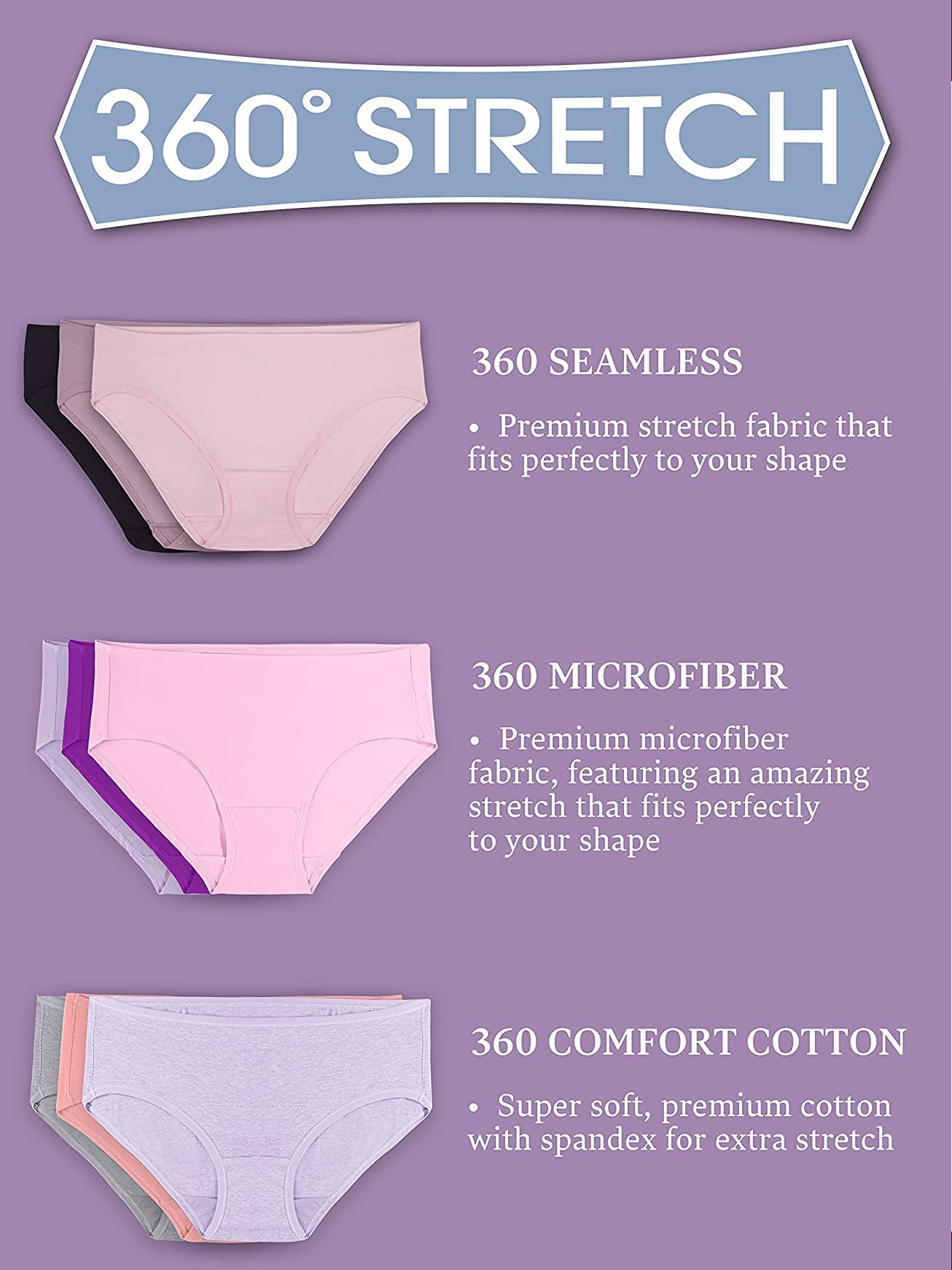 Fruit of The Loom 5 Pack Microfiber Bikini Panties Confezione da 5 Mutandine Bikini in Microfibra Donna (Pacco da 5)