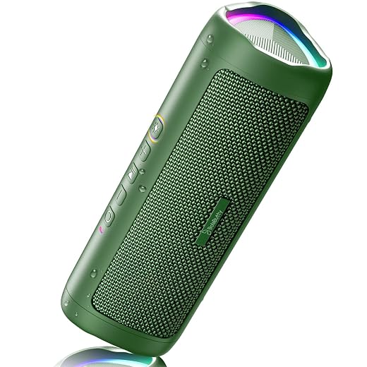 Bluetooth Speaker, 20W HD Sound, Portable Wireless, IPX5 Waterproof, Up to 24H Playtime, TWS Pairing, for Home/Party/Outdoor/Camping/Beach Essentials, Electronic Gadgets, Birthday Gift (Green)