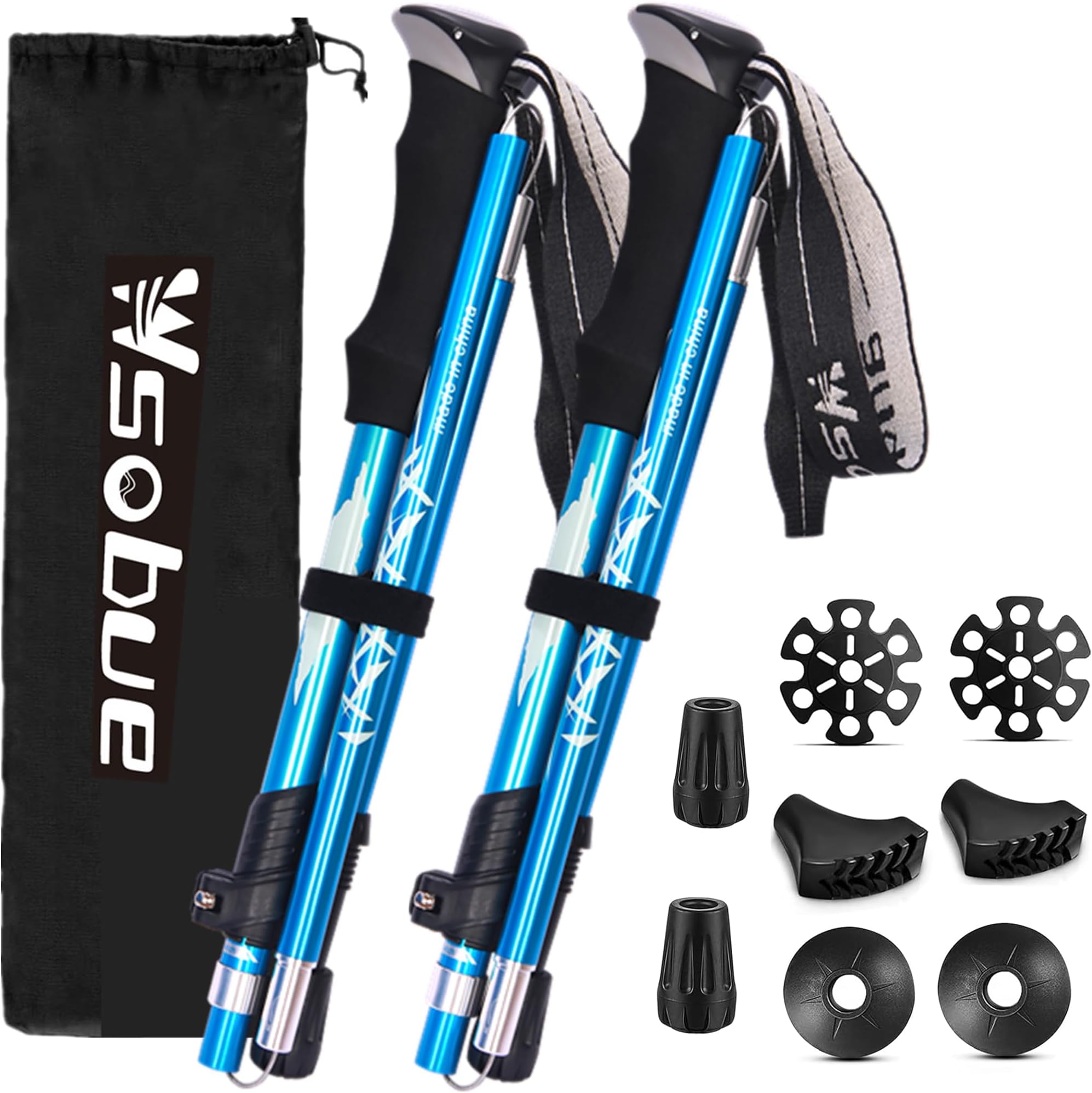 Trekking Pole, Collapsible Walking Hiking Stick for Men Women, Ultralight Aluminum Ski Pole with EVA Grip