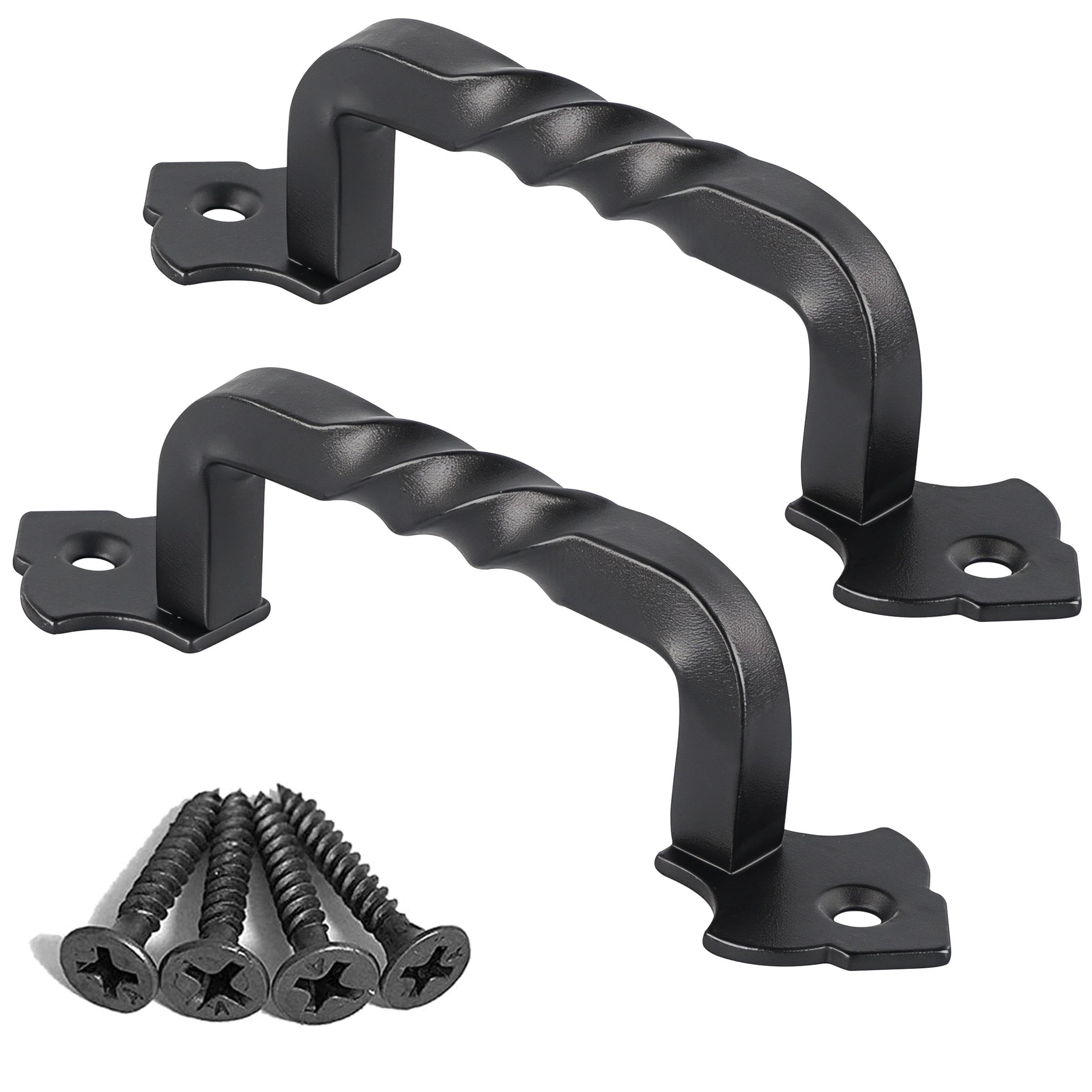 OVOV 2 Pack Barn Door Pull Handle Hardware for Wooden Garden Gate Shed Cabinet Door (4inch)