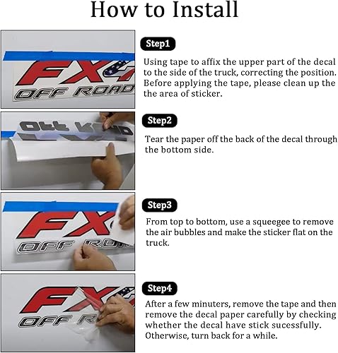 Miniatura 7 de Calcomanías de 4 x 4 con patrón de montaña, para todo tipo de camiones, camionetas, SUV, sedán, con escobilla de goma, 1 unidad, negro y rojo