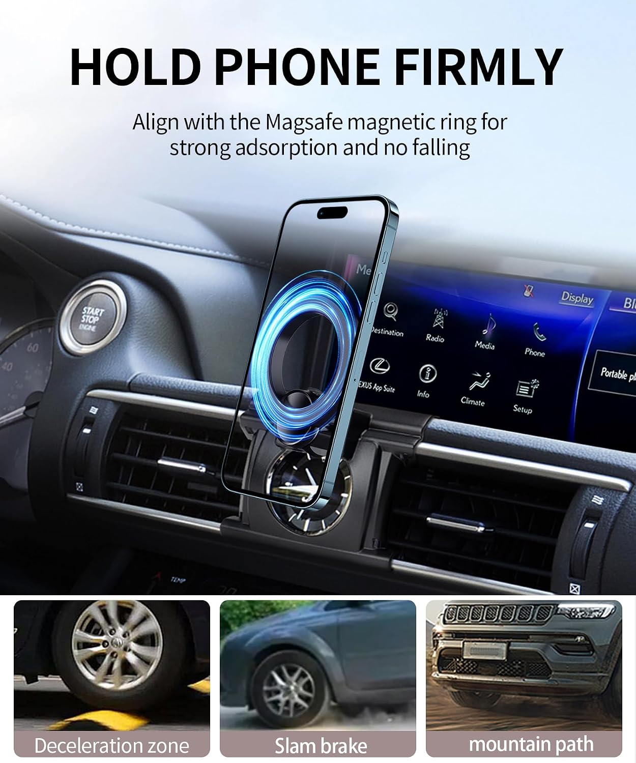 Car Phone Holder for 2014-2020 Lexus Is Accessories,Magsafe Magnetic Mount image 3