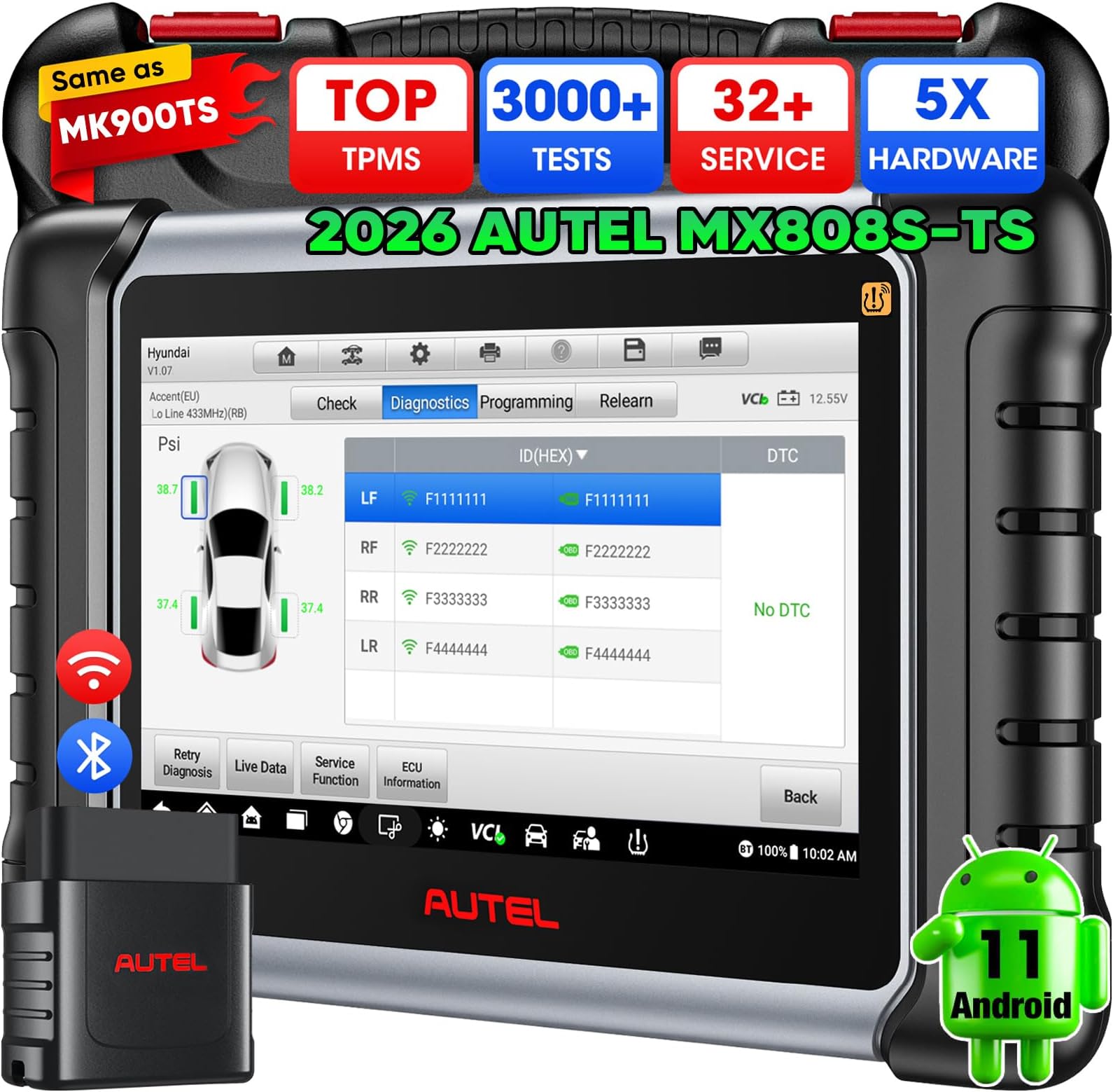 Autel MaxiCheck MX808S-TS, 2025 Same as MaxiCOM MK900TS MX900-TS TS900, US Ver. of MK808S-TS up of MK808S MK808Z, Top TPMS Programming Relearn Retrofit, 3000+ Active Test, 28+ Service, All-System Scan