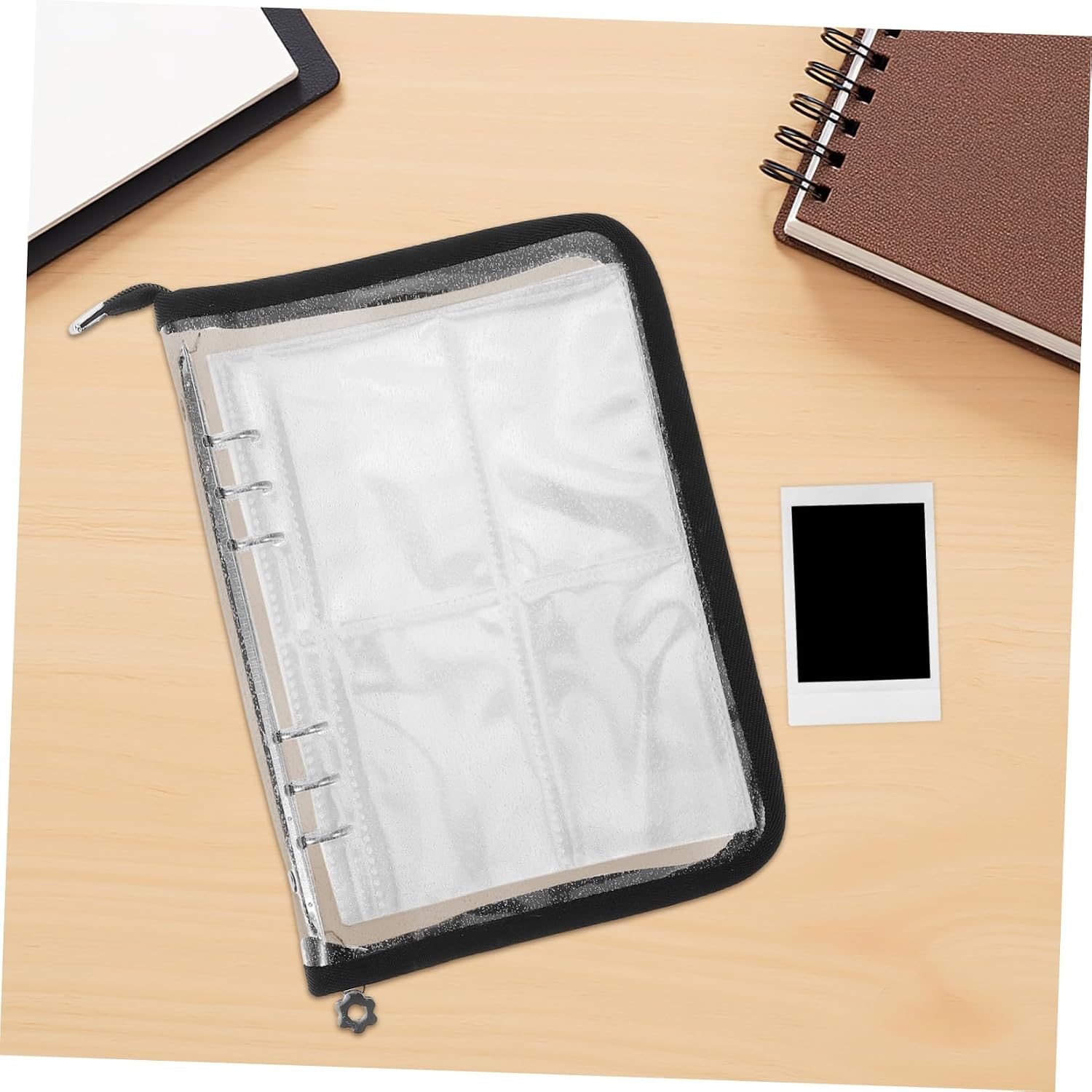 A5 Zipper Binder Photo Album with 6 Rings, Portable Organizer