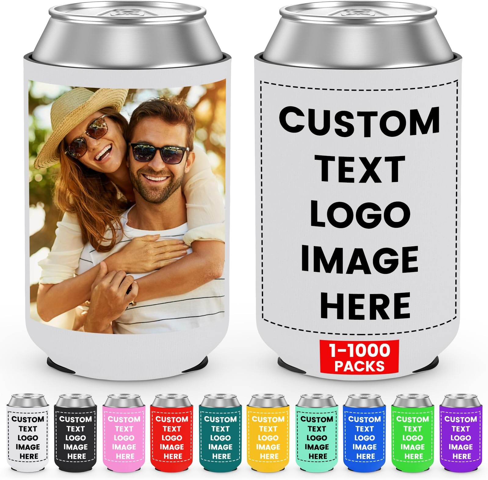 150 Pack Custom Can Cooler Sleeves Bulk Personalized Insulated Beverage Can Cooler with Photo Text Image for Wedding Birthday Party