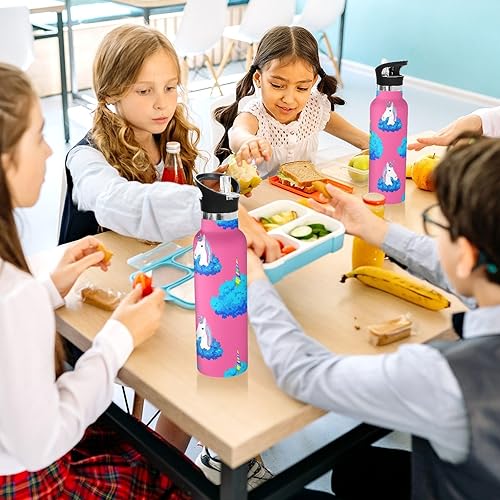 Miniatura 6 de Water Bottle for Kids with Straw 20 Oz Bottle for Boys Girls, BPA-Free, Unicorn Blue Pink