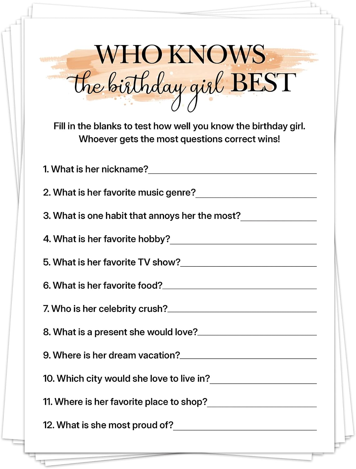Birthday Party Games for Adults, 25 Card Interactive Group Game Set for Milestone Celebrations - A04