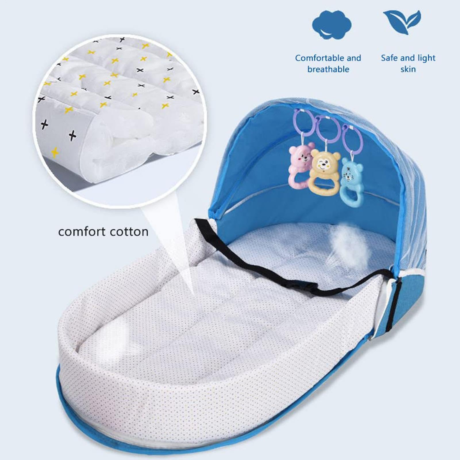 Lit de Voyage Pliable,Se Transforme en Sac de Transport avec Auvent et Barre à ,Lit Portable pour Dormir Bébé - pour Anniversaire Emménagement Fête des Mères Garçons Pique-nique Sorties en Famil