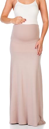 My Bump Womens High Waisted Floor Length Maternity Maxi Skirt with Tummy ControlMade in USA