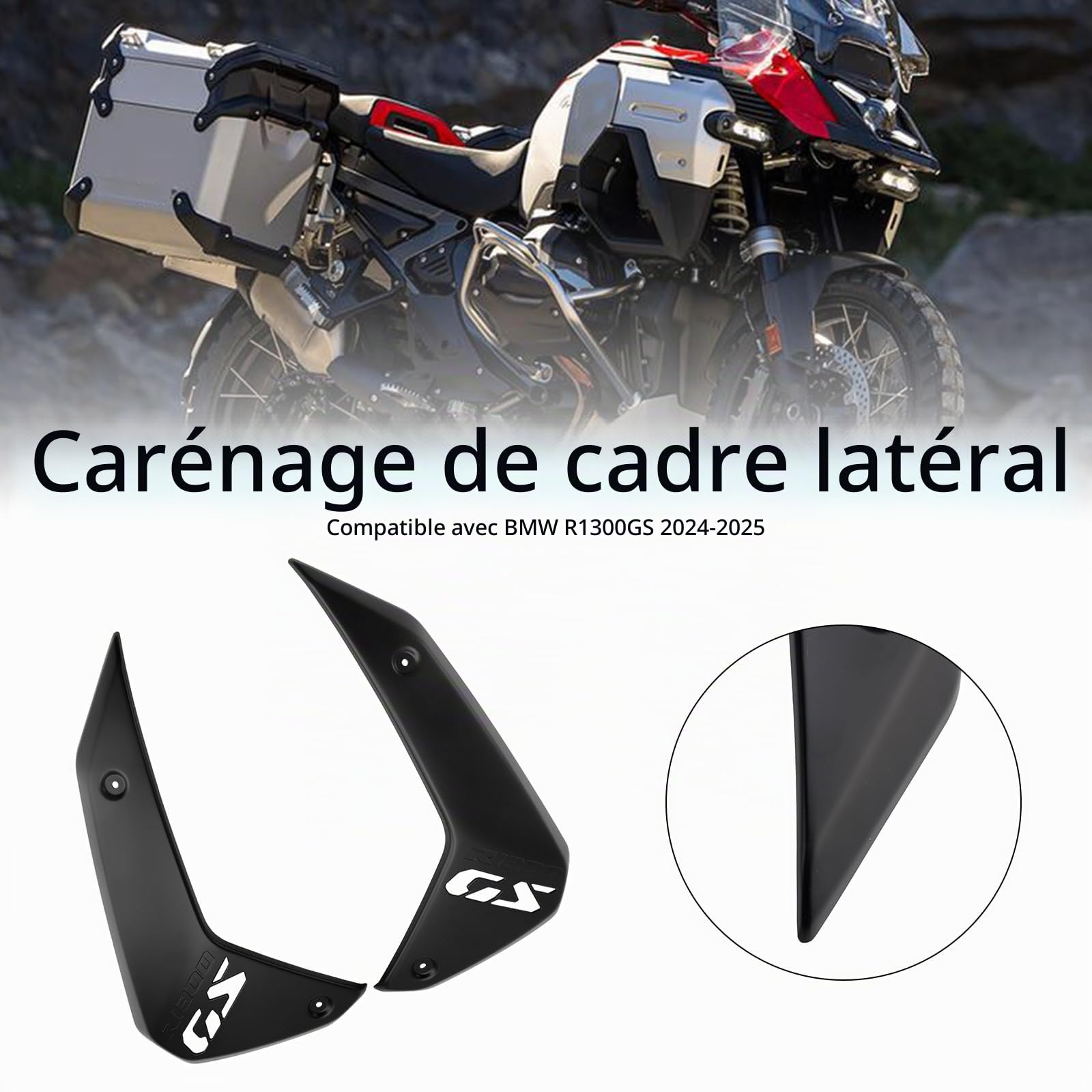 Topteng Revêtement du Cadre latéral Dispositifs de Protection Cache-radiateur adapté pour BMW R1300GS 2024-2025 Noir