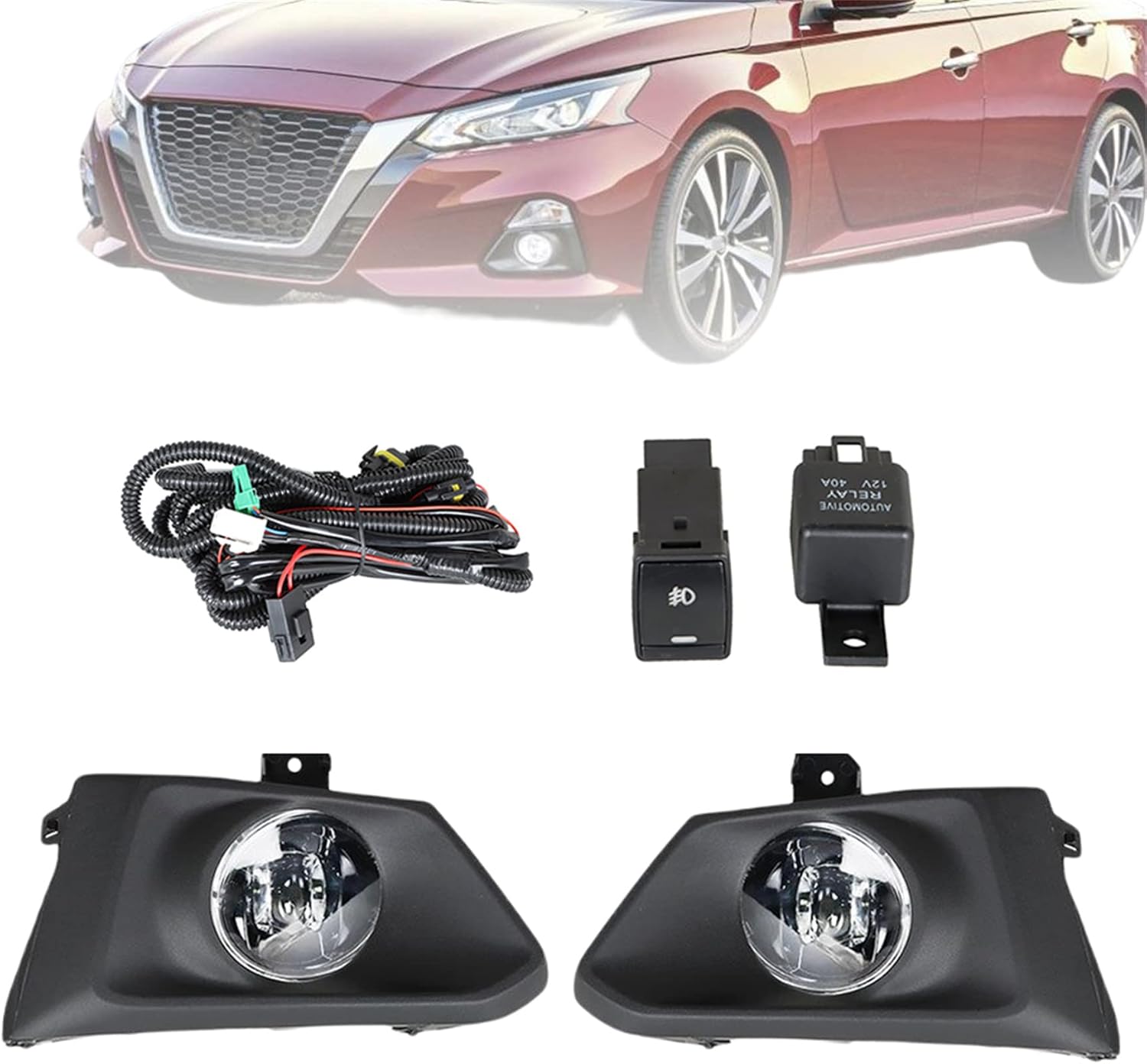 Left & Right fog Lights Repalcement for Nissan Altima 2019-2021 Fog Lights Lamps with Bezels