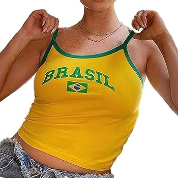 Pokn Brazil Strap Tank Top France Crop Top Y2k Baby Tee for Women