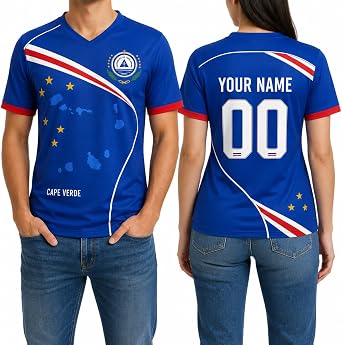 Cape Verde Soccer Jersey Custom Name Number, National Cape Verdean Flag Shirt, Football Jersey Gift for Men Women