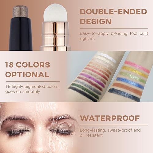 Miniatura 9 de Sombra de ojos en barra de maquillaje cosméticos iluminador de ojos, lápiz de sombra de ojos en crema giratoria, sombra de ojos con brillo en barra