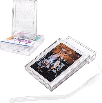 2 Pack - 2x3 Inch Photo Holder with Wrist Lanyard for Instax Mini EVO/Liplay/Link 3/12/11/41/40/SE/99/90/9/8/7S Instant Camera Film, 3 Inch Photo Pouch - Mini Film Case Accessories - Glitter
