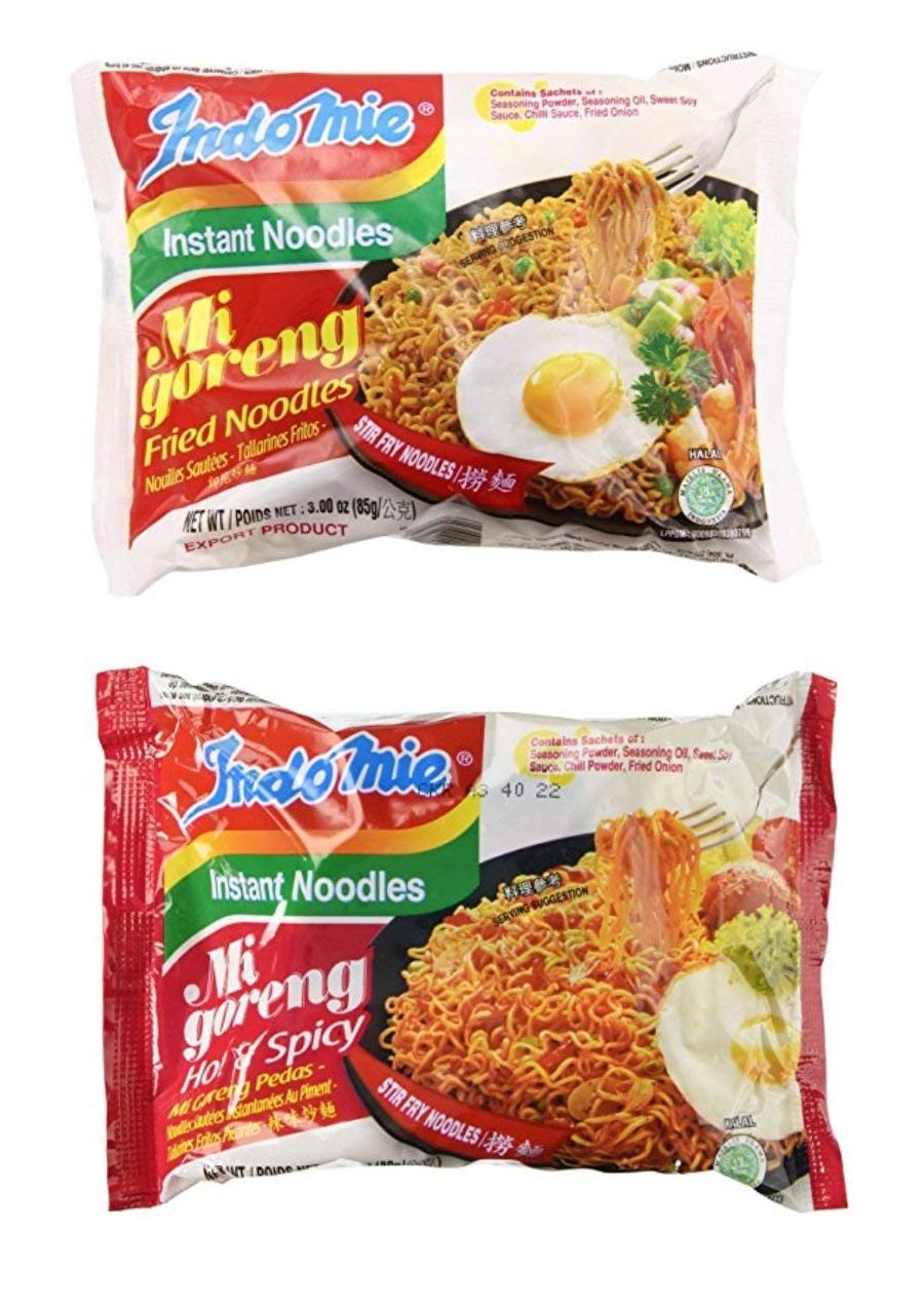 Buy Indomie Mi Goreng Instant Halal Stir Fry Noodles Original and Hot & Spicy Bundle, 10 counts