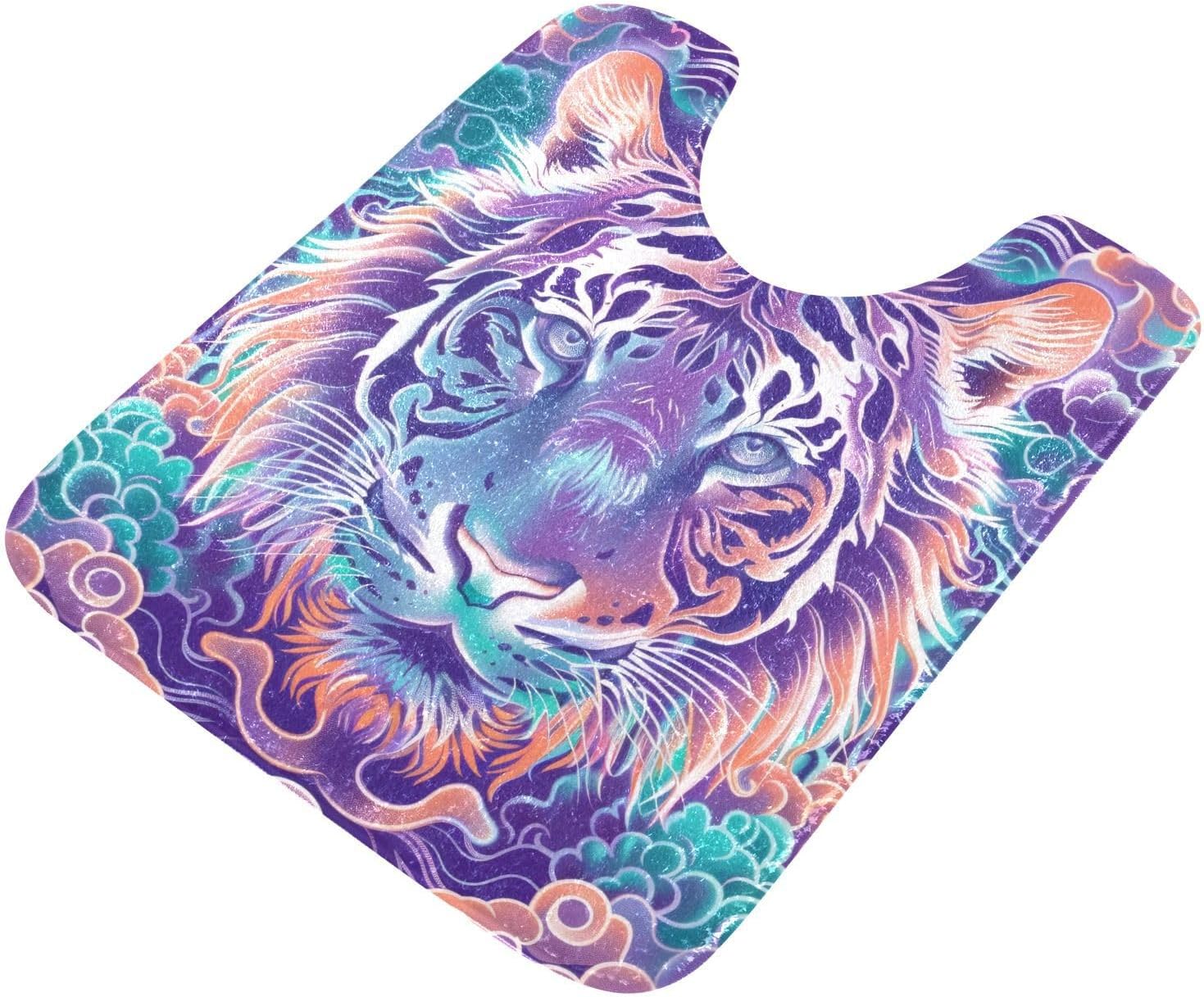 Bathroom Rug Sets 2 Piece, Soft Absorbent Non Slip Bathroom Rugs, Oriental Tiger Tattoo Bath Mats for Toilet, Shower