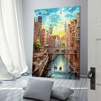 Amazon.co.jp: 絵画 中世ヨーロッパの街並みインテリア 絵画