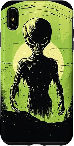 Vista 13 de iPhone 15 Pro Max Cute Green Alien Head UFO Space Face Alien Case