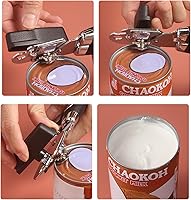 Vista 5 de Abrelatas multifunción, manual de abrelatas, abrelatas manual de acero inoxidable resistente, agarre antideslizante, abrelatas de mano, abrelatas