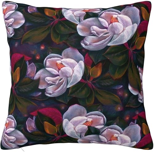 YIPOCH Fundas de almohada con diseño de flores de magnolia de 22 x 22 pulgadas, fundas de cojín decorativas para sofá, fundas de almohada para