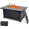 57"x22" Propane Fire Pit Table, 50000BTU Rectangle Fire Table with Cover & Rain Cover, Sturdy Steel and Iron Fence Surface, CSA Safety Certified, Companion for Your Garden