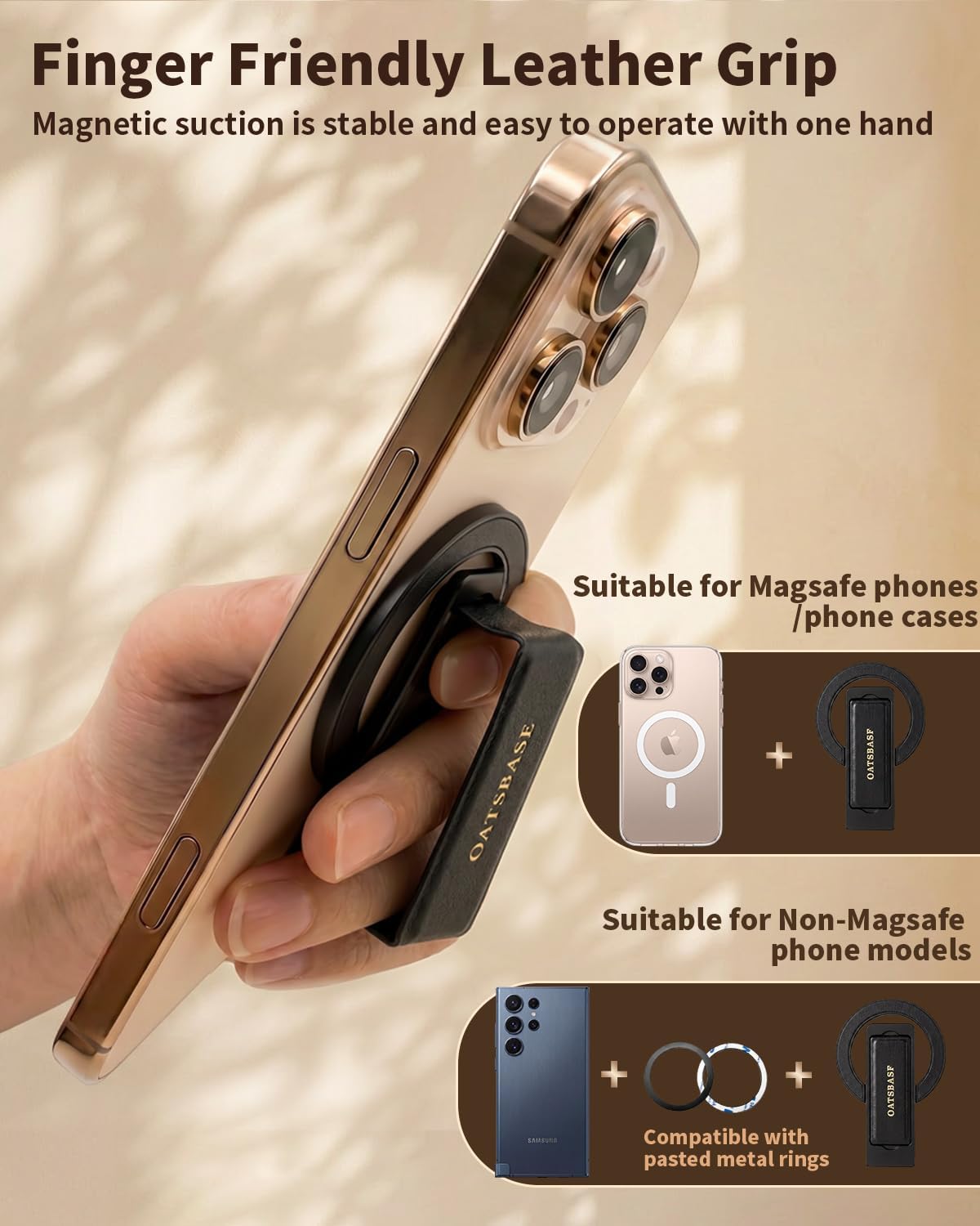 Magnetic Aluminum Phone Ring Grip Stand for iPhone 12-17 Pro Max image 5
