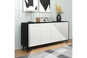 63' Buffet 4-Door Wood Sideboard with Adjustable Shelves