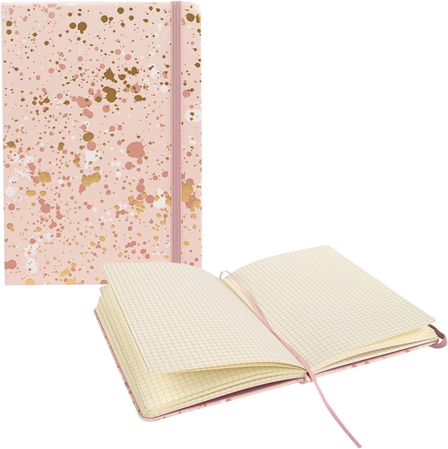 Idena 12250 - Sparkle Rose Notebook 14 x 20 cm 192 Pages 100 g/m² with Document Pocket, Ribbon and Elastic Closure