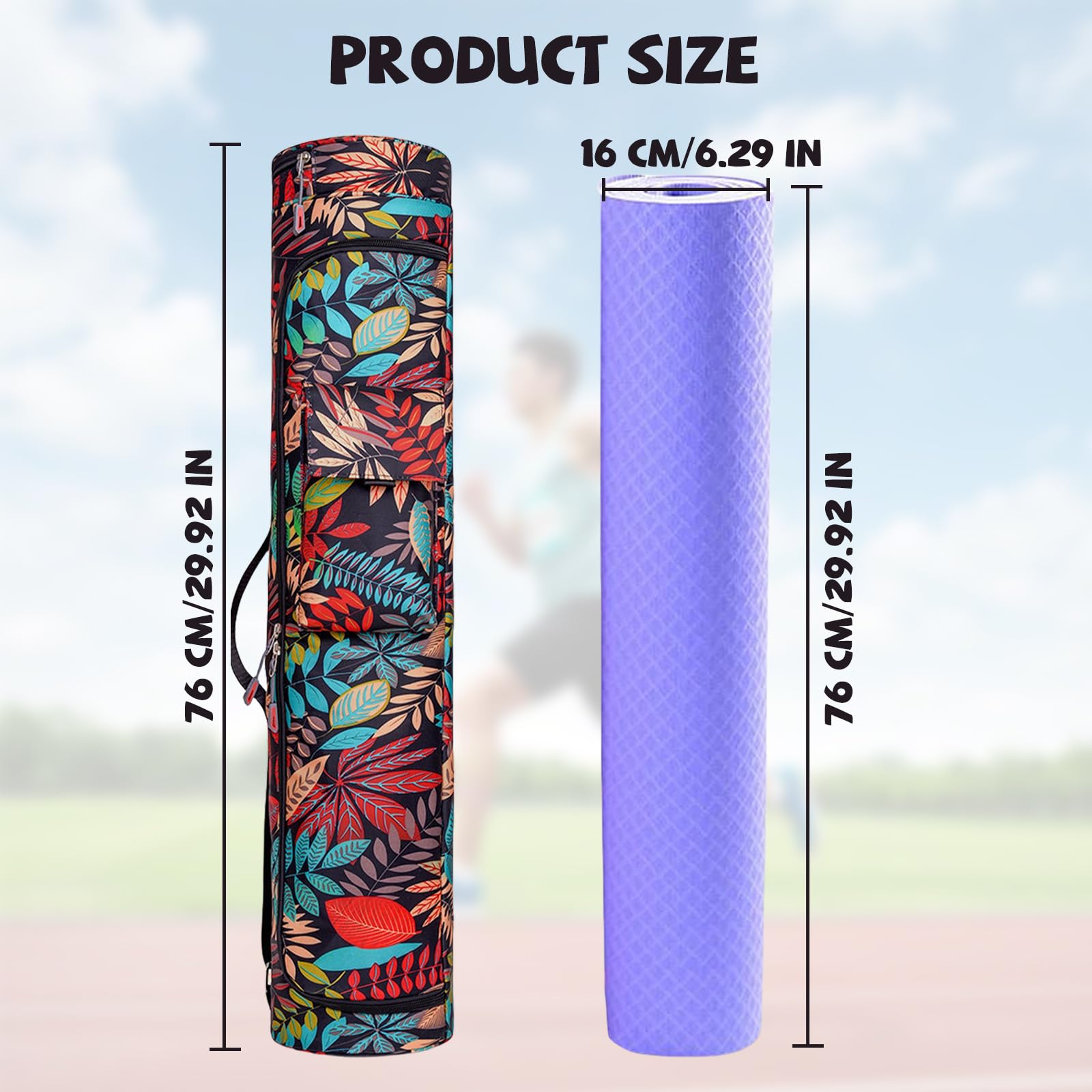 Aucuu Borsa Per Tappetino Yoga - Borsa Porta Tappetino Donna Con Tasca Umida, Tracolla Regolabile - Foto 14