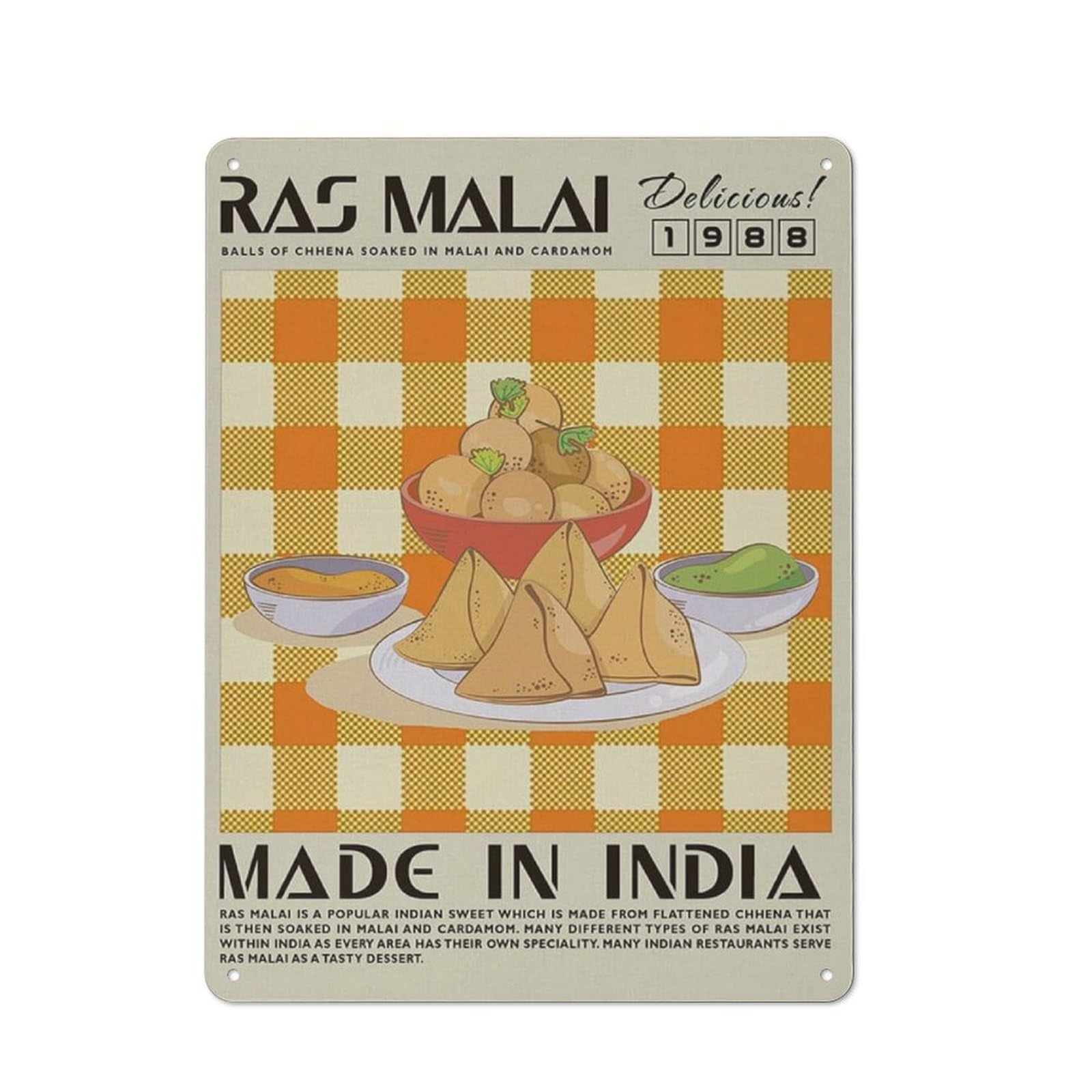 Rustic Metal Tin Sign, Creative Food Pattern Kitchen Wall Art, Modern Funny Printed Poster, Stylish Home Kitchen Wall Decoration, 12x8 Inch