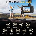 Dash Cam Front and Rear: 4K+2.5K Dual Channel Dash Cam-5GHz WiFi, GPS Dash Camera for Cars with 64GB Card, 2.0" IPS Screen, App Control,G-Sensor,Loop Recording,170°Wide Angle,Night Vision,Parking Mode