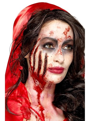 Smiffy's Smiffys Prótesis de látex, herida de garra, Rojo, con adhesivo Halloween, Carnaval