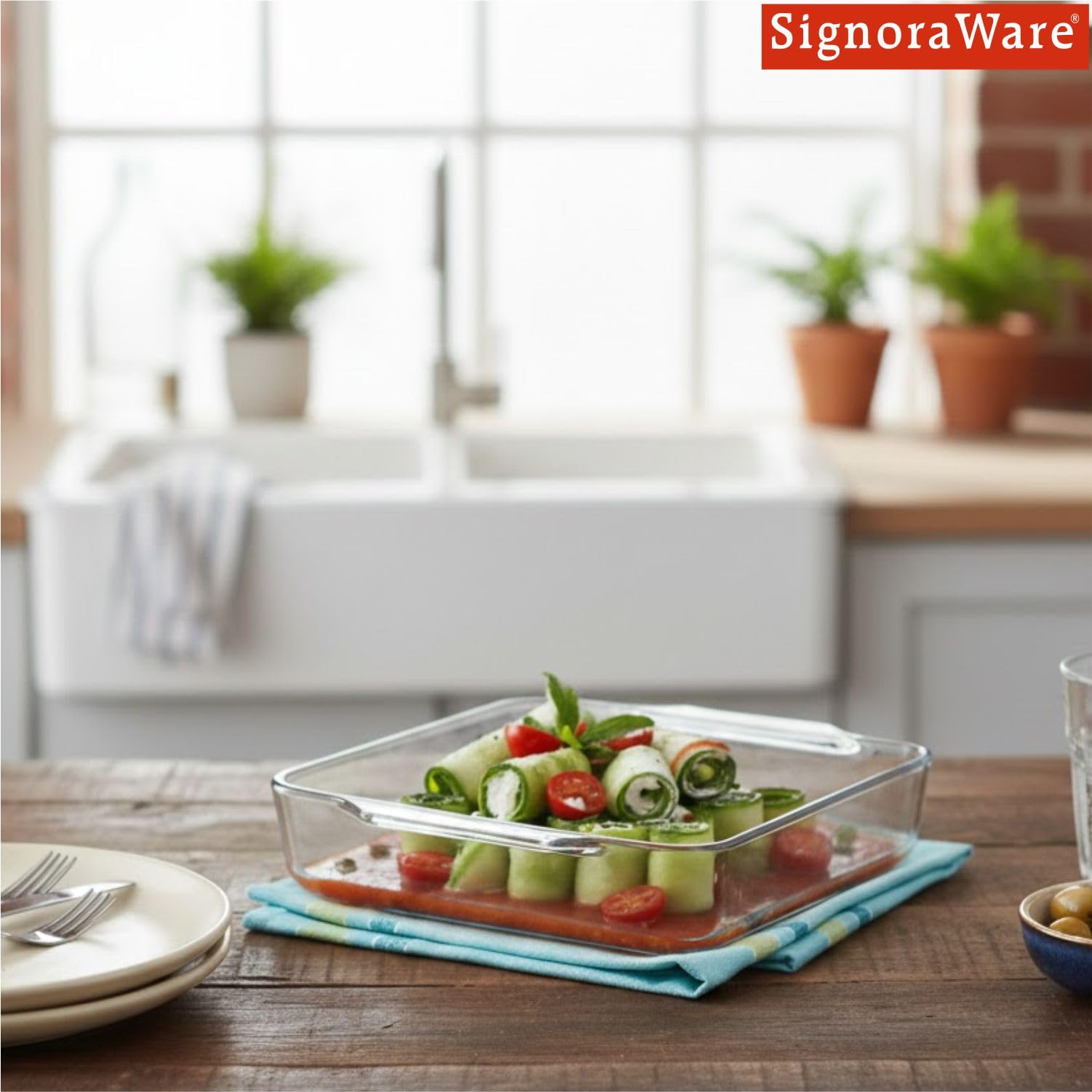 SignoraWare Glass Bake Dish - 1.5L, Microwave Safe -3 SignoraWare Glass Bake Dish - 1.5L, Microwave Safe -3