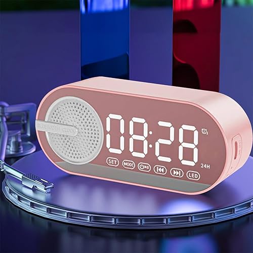 Miniatura 6 de Altavoz Bluetooth portátil con sistema de reloj despertador doble, altavoz multifuncional y reloj digital con alto volumen, carga USB Bluetooth