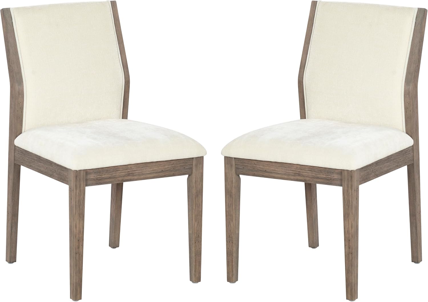 SAFAVIEH Couture Collection – Doriella Walnut Wood Dining Chair Set of 2, Modern Upholstered Dining Side Chairs with Padded Seat & Curved Back (SFV4276A-SET2)