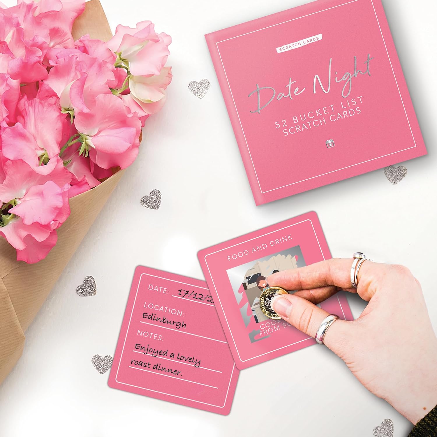 Gift Republic Date Night Scratch Cards 52 Date Ideas Couples Gift Personalised Memory Box Boyfriend Girlfriend Husband Wife Valentines Day Anniversary image 3