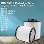2 Pack Cartridge Filter Replacement for DEWALT DXVC6910 6-16 Gallon Wet Dry Vac, Compatible with DeWalt DXV06P DXV09P DXV10P DXV10PL DXV10SA DXV12P DXV14P DXV16P(Standard Filter)
