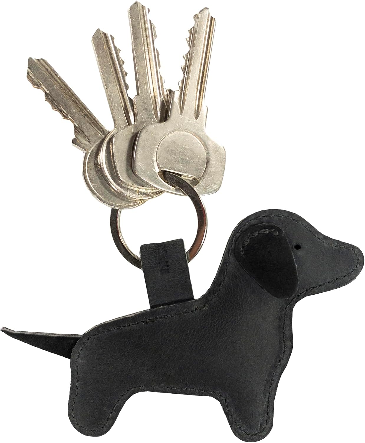 Hide & Drink, Dog Shaped Keychain, Dachshund Keyring, Cute Stuffed Animal Ornament, Full Grain Leather, Handmade Key Holder