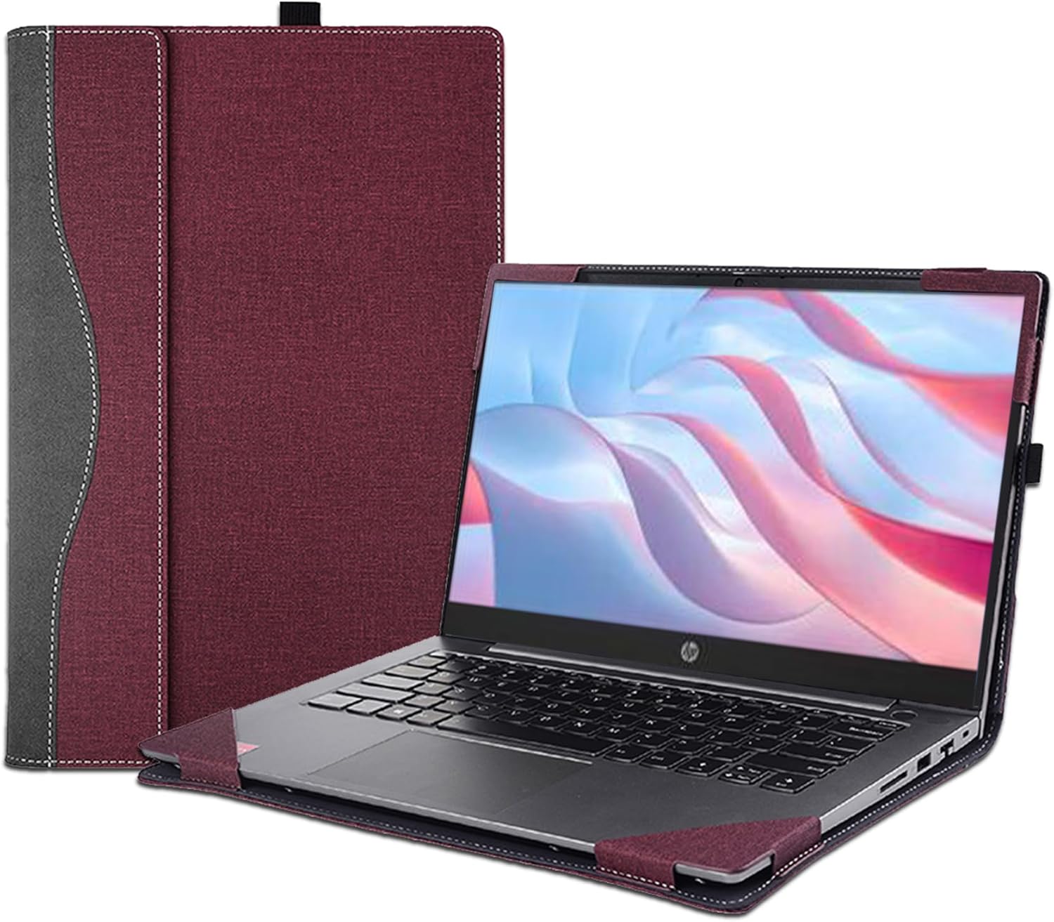 Laptop Case Cover for HP 250 15.6 inch G8 G9 & for HP 255 15.6 inch G8 G9 [not for G10] Sleeve,2 in 1 PU Leather Protective Bag Accessories (Burgundy)