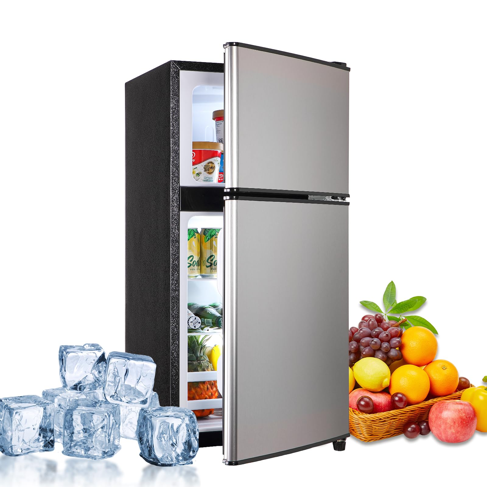 Borcolo FLS-90-SILVER 3.5 cu ft Compact Fridge Silver