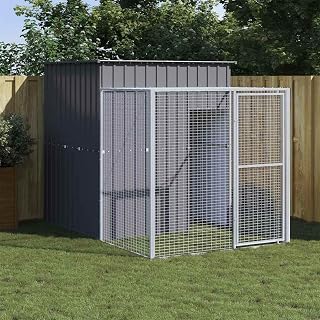Large Outdoor Chicken Cage with Run Anthracite Galvanized Steel 98.8x65x71.3 Inch Spacious Rectangular Design Weather-Resistant Durable for Backyard Poultry Keeping