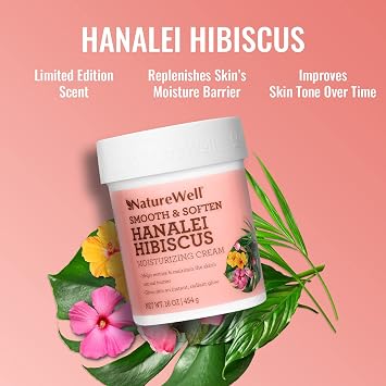 NATURE WELL Hanalei Hibiscus Smooth & Soften Moisturizing Cream For Face & Body, Infused With Natural Oils & Extracts, Restores Skin Moisture Barrier, 16 Oz.