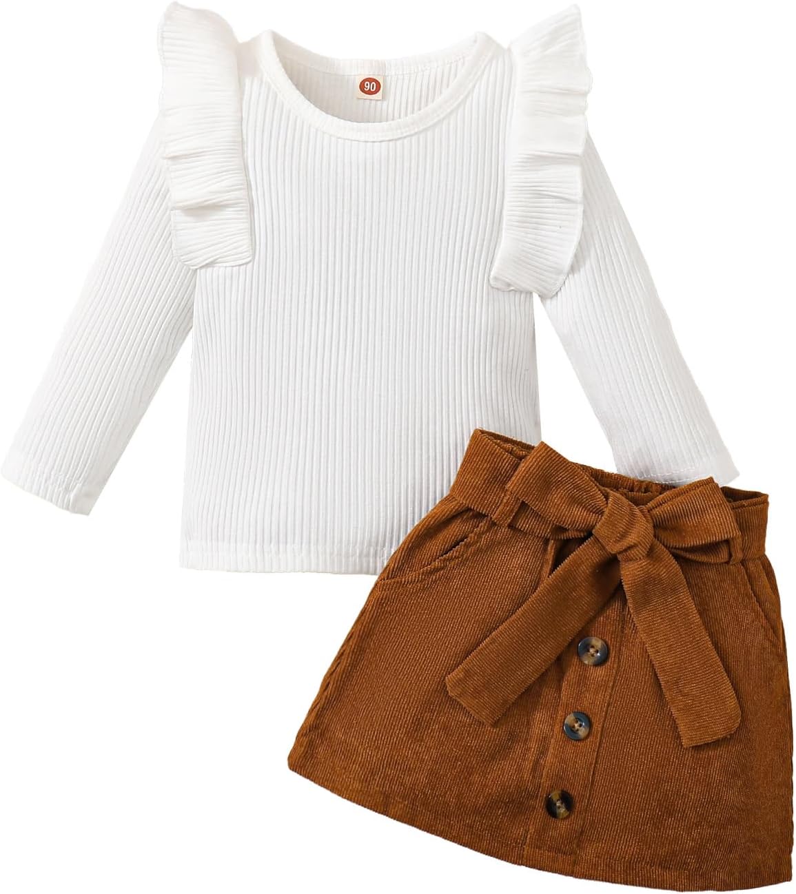 LYSMuch 6M-24M Baby Girls Skirt Set Toddler Girl Fall Winter Clothes Knit Ruffle Shirt Corduroy Skirt Holiday Outfit