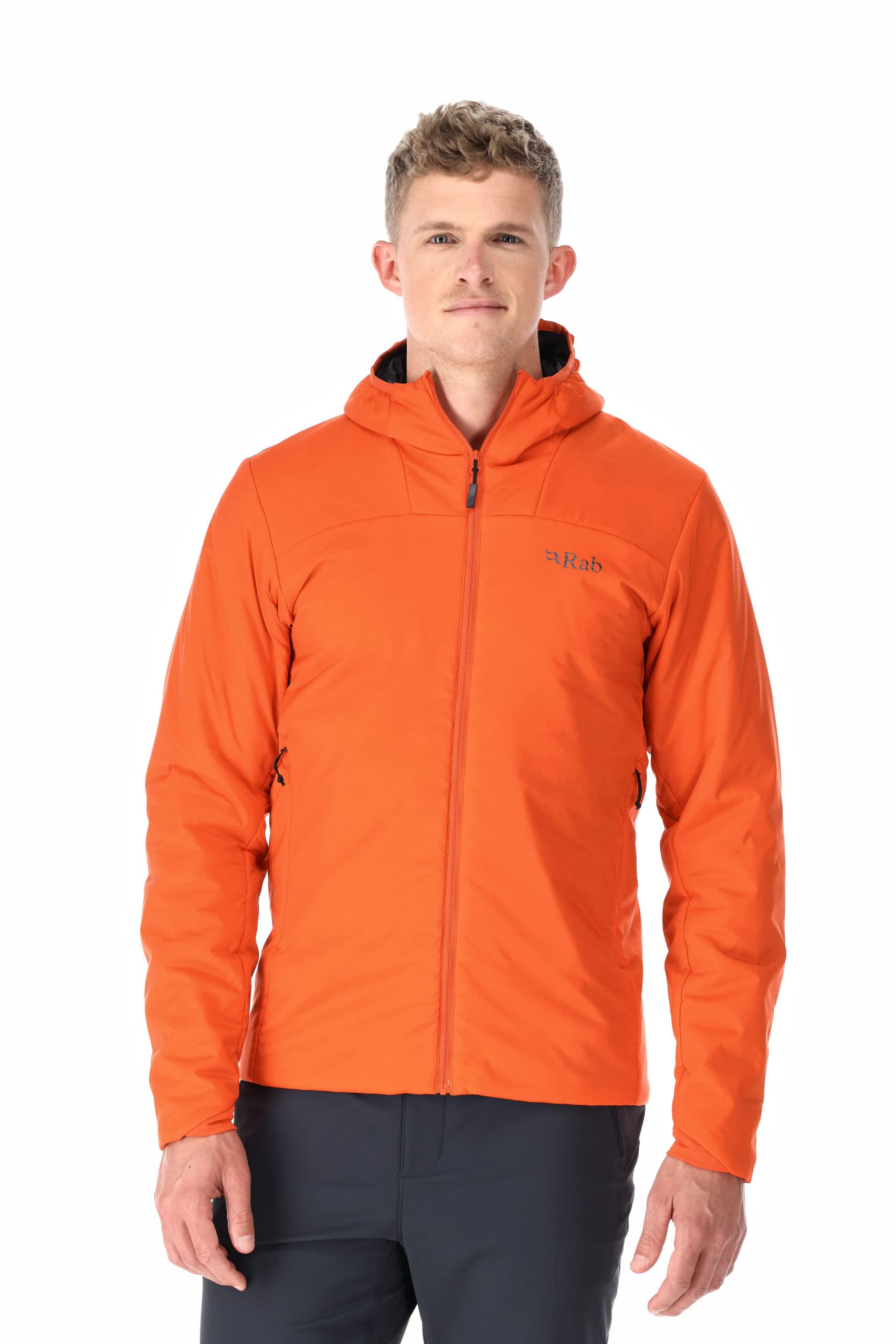 Rab Men's Xenair Alpine Light Hooded Synthetic Insulated Jacket for Hiking and Mountaineering - Firecracker - X-Large