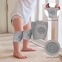 Vista 6 de TORASO Casco de bebé y rodilleras para gatear y caminar, edad de 6 a 36 meses, formas azules (A)