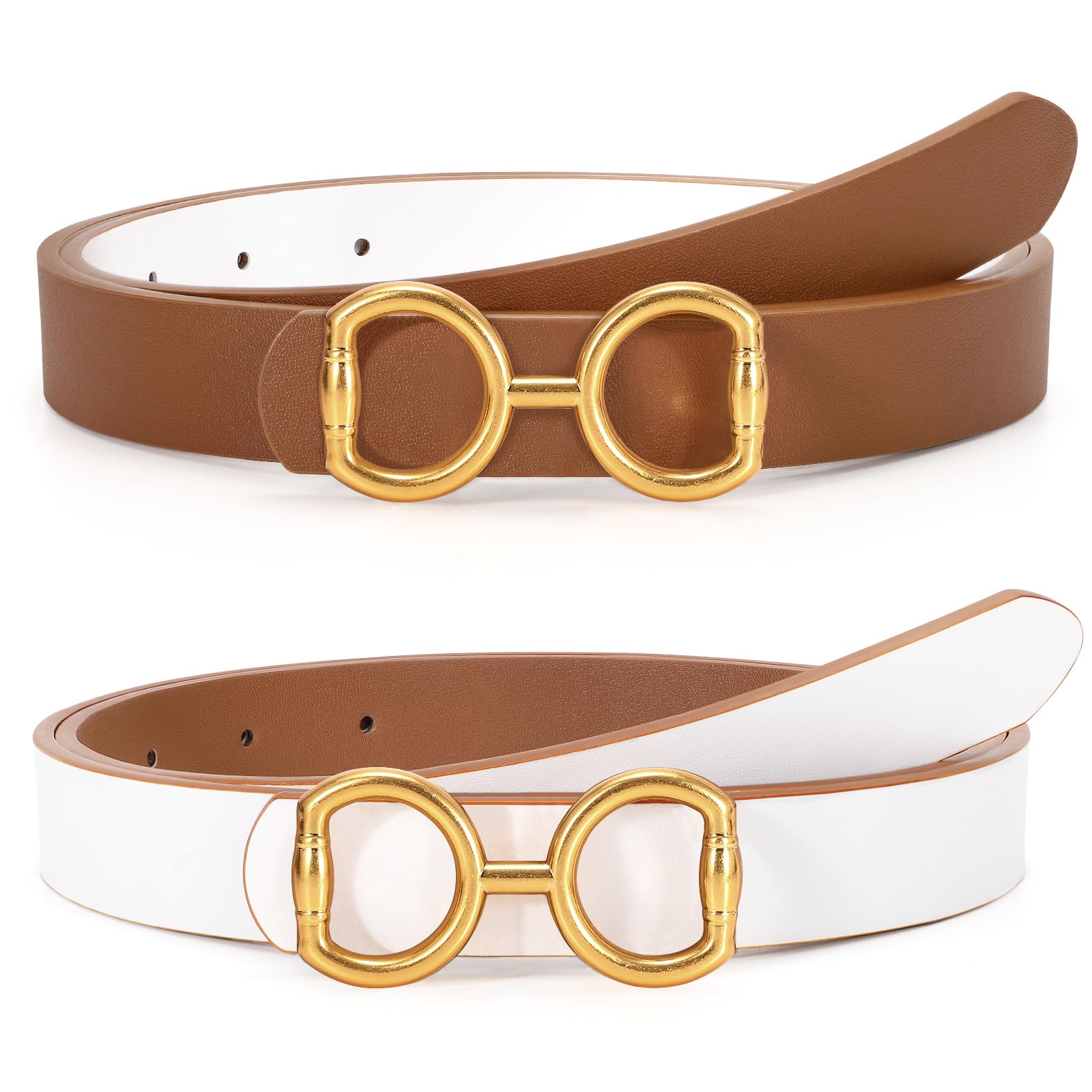 TRIWORKS Reversible Leather Belt for Women Fashion Ladies Belt for Jeans Pants Dress Width 0 9