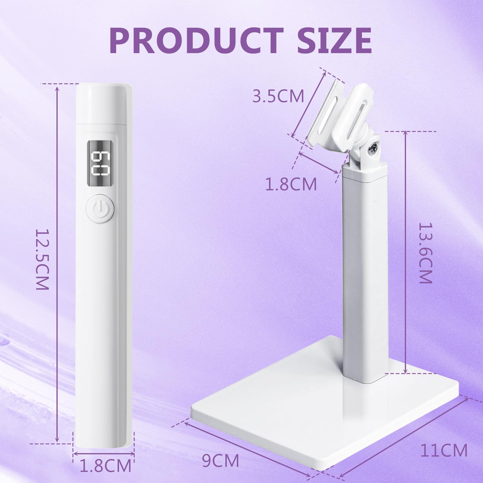 Mini Lampada UV LED Unghie, 3W Piccola Lampada Gel Unghie con Supporto Pieghevole, Timer 20/60S, Portatile Torcia per Asciugatura Rapida Smalto Gel, Colla UV e Prolunghe Unghie per DIY e Viaggi